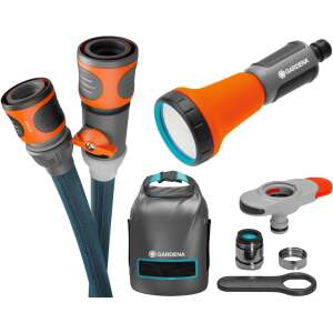 Set de furtun textil Gardena Liano Xtreme (13 mm) - 10 metri, include furtun, duză de pulverizare, conector pentru robinet interior, oprire de apă, conector pentru robinet interior și geantă de depozitare - Irigare