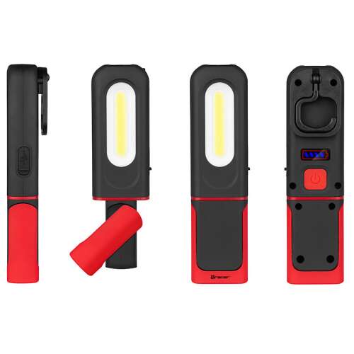 Tracer TRAOSW47009 LED műhelylámpa, fekete/piros, a termék minden oldalát mutatja