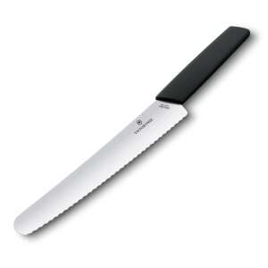 Victorinox Swiss Modern kenyérkés, 22 cm, fogazott penge, fekete nyél - Victorinox