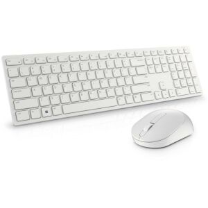 Angled view of Dell KM5221W Pro Wireless Keyboard and Mouse Combo in White - Dell Keyboard