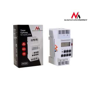 Maclean MCE09 Timer cyfrowy na szynę DIN, 10 programów, 3600W, biały - Timer z wyłącznikiem czasowym