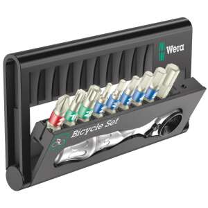Wera Fahrrad-Set 9 Bit-Satz mit Ratsche, 9-teiliges Fahrrad-Reparatur-Werkzeugset - Bit Set