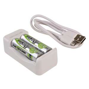 Ładowarka akumulatorów Ansmann Basic II z zasilaniem USB do akumulatorów NiMH AA i AAA, w zestawie 2x akumulatory AA 1300mAh - Ansmann
