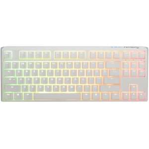 Mechaniczna klawiatura Ducky ONE 3 TKL w kolorze białym z przełącznikami MX Clear, widok z góry z podświetleniem RGB - Ducky