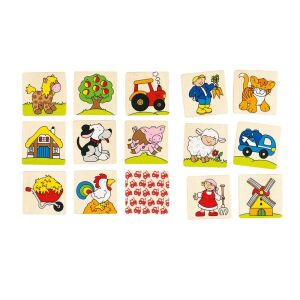 Trefl Farm Memory Game - 32 piece wooden matching game featuring farm animals and objects - Memory Game