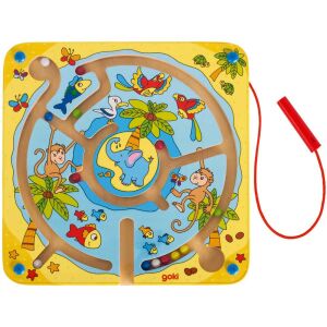 Goki Animal Magnetic Maze - Wooden Toy - 21x21 cm - Developmental Toy for Preschooler