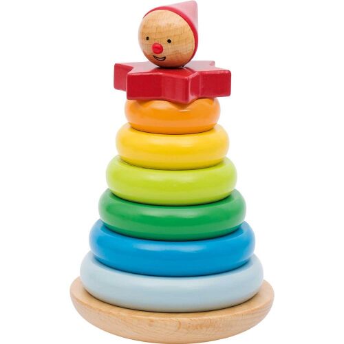 Montessori Wooden Stacking Rings Toy with Clown Topper