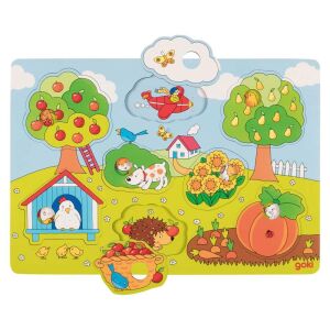 Puzzle cu fundal - în grădină - Goki 131797093 - Puzzle pentru copii