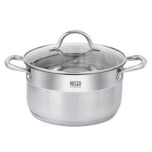 Resto Rigel 92105 6.2L Stainless Steel Stock Pot with Glass Lid - RESTO