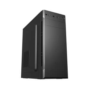 FSP CMT160 computer case, black, angled view - FSP