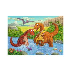 Ravensburger Dínók 2-in-1 Puzzle: Dinosaur family in a river scene - Puzzle