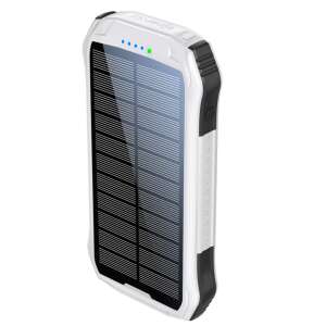 Boompods Neutron Solar Power Bank 10000mAh, fehér és fekete, ferde nézet - Boompods