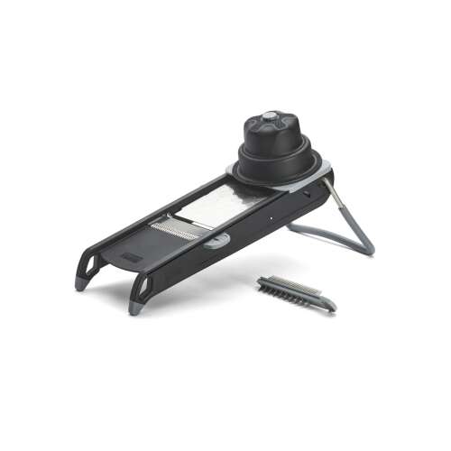 De Buyer Swing Plus Mandoline-Schneidemaschine, schwarz, mit Julienne-Klingen, Waffel-Klinge und einstellbarer Dickenverstellung