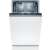 Front view of Bosch SPV2IKX10E fully integrated dishwasher with open door
