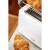 Adler AD3216 white 2-slice toaster with bagel function, close-up of toaster with croissants