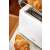 Adler AD3216 white 2-slice toaster with bagel function, close-up of toaster with croissants