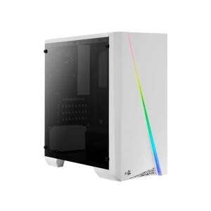 Aerocool Cylon Mini RGB biała obudowa komputera, widok z boku - Aerocool