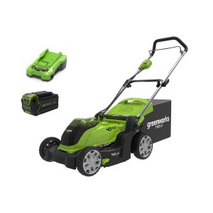 Greenworks G40LM41K4 Akkumulátoros fűgyűjtős fűnyíró, 40V, 41 cm vágásszélesség, 1x4ah akkuval és töltővel, Zöld-Fekete
