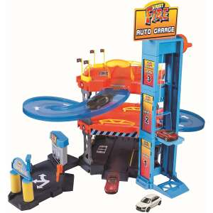 Bburago Street Fire Autogarage Spielset mit Autolift und blauer Rennstrecke - Bburago