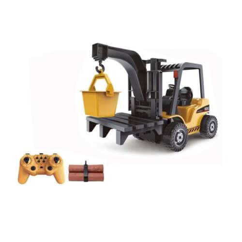 Remote control forklift with crane, yellow, 11 channel, 2.4GHz, with light and sound effects