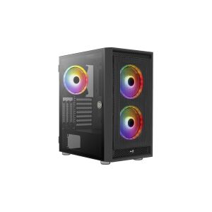 AeroCool Graphite V2 RGB Gaming PC Case with Tempered Glass Side Panel and Lit RGB Fans - Aerocool