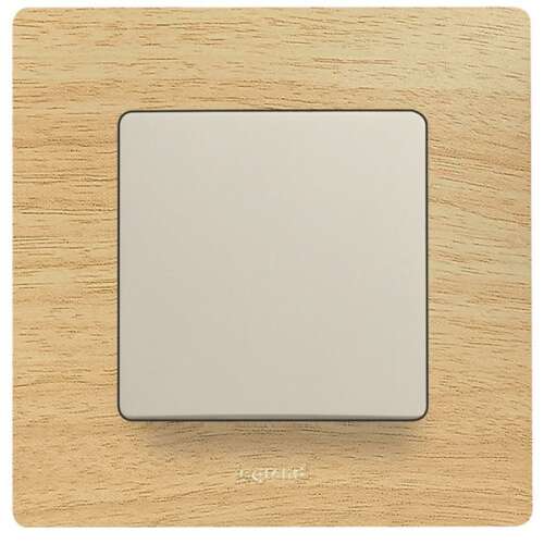 Intreruptor Legrand Niloé 764600, unipolar, bej, montaj încastrat, cu rama cu efect de lemn