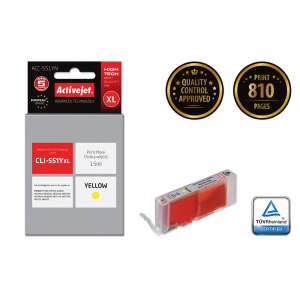 Activejet CLI-551XL Sárga Tintapatron - Canon - XL - 15ml