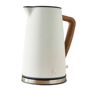 Swan Nordic vezeték nélküli vízforraló, fehér, 1,7L, fa fogantyúval - Nordic