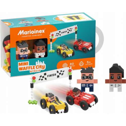 Marionex Mini Waffle City Race építő készlet, 80 darab, építőjátékok, építőkockák, versenyautók, célvonal