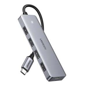 Adapter UGREEN USB-C do 4x USB 3.0 i USB-C, szary - Ugreen Koncentrator USB
