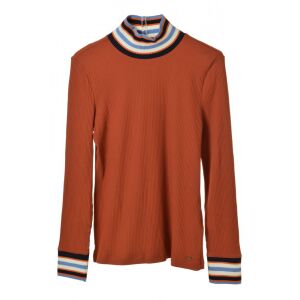 Top de damă cu guler rulat, cu nervuri, culoarea rugină, Tom Tailor - Îmbrăcăminte pentru femei