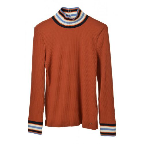 Tom Tailor rust-colored ribbed turtleneck top for women