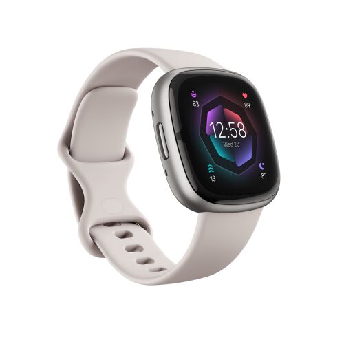 Smartwatch Fitbit Sense 2 Platinum/Bijela pogled iz kuta