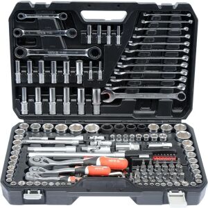 Yato YT-38811 150-piece socket wrench set with ratchet handle, open - Socket Wrench