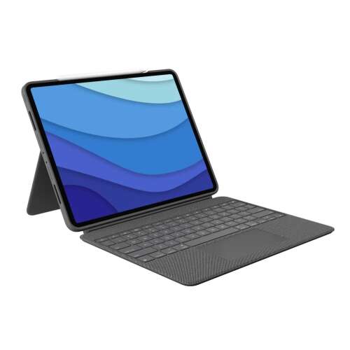 Logitech Combo Touch billentyűzet tok 12,9 hüvelykes iPad Pro (5. generációs) készülékhez - Szürke - Tablet tok