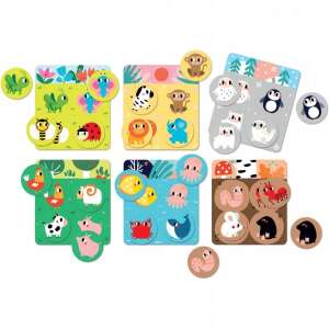 CzuCzu Állatok Párosító Játék, oktatási játék kisgyermekeknek és óvodásoknak, 6 táblával és 24 állat zsetonnal - CzuCzu