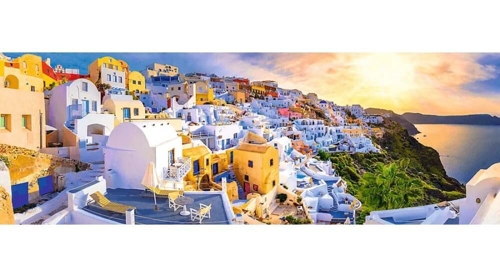 Puzzle 1000el Panorama Zachód słońca na Santorini, Grecja 29054 Trefl