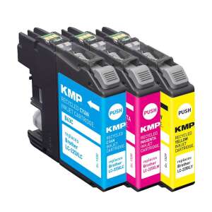 KMP újratöltött cián, magenta és sárga tintapatronok, kompatibilisek a Brother LC-225XL patronokkal - Brother Tintapatron