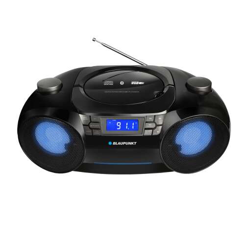 Blaupunkt BB31LED Boombox z odtwarzaczem CD, gniazdami USB i SD, Bluetooth, radiem FM, Czarny