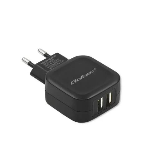 Adaptor AC Qoltec 50188, încărcător negru dual USB