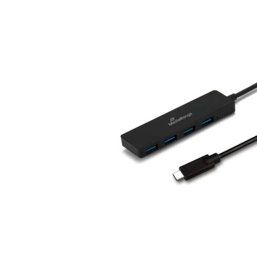 MediaRange MRCS508 USB Type-C 3.0 HUB 4 porttal, fekete