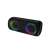 Audictus Aurora Pro portable bluetooth speaker, side view, black, with rainbow LED lights