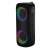 Audictus Aurora Pro portable bluetooth speaker, side view, black, with rainbow LED lights
