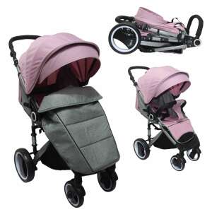 Felbontott! - LittleONE Rumba sport Babakocsi XXL kupolával és lábzsákkal #szürke-rózsaszín