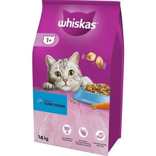 Whiskas Trockenfutter für erwachsene Katzen mit Thunfischgeschmack, 14kg Sack