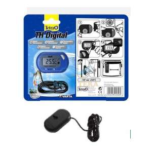 Termometru digital Tetra TH pentru acvariu, măsoară temperatura apei din acvariu, afișaj digital, ușor de citit, citiri precise, include sondă senzor și cablu, funcționează cu baterii - Tetra