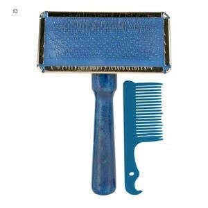 Trixie Weiche Bürste für Hunde und Katzen mit Reinigungskamm, Blau - Bürste, Schermaschine, Schere, Krallenschneider für Haustiere