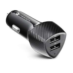 Auto nabíjačka Forcell Carbon s dvoma USB portami, čierna - Nabíjačky do auta