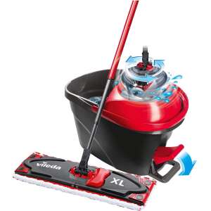 Set mop rotativ Vileda Ultramat Turbo XL cu găleată, roșu și negru, cap de mop plat, stoarcere ușoară - Felmosó