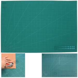 Self-healing cutting mat A1 size with grid, circles, and hexagons, collage showing usage examples - Art & Craft